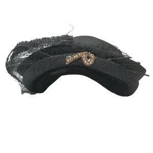 Vtg Juliette Cap DuBarry French Adaptations Ladies Black Hat Paris & New York